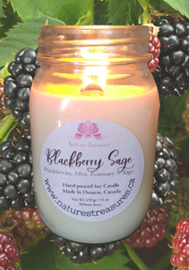 Blackberry Sage Soy Wax Candle - Mason Jar 80+Hours
