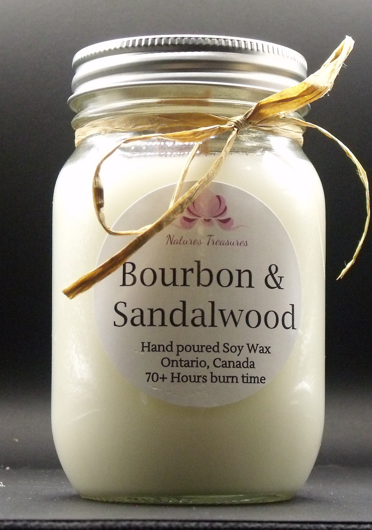 Bourbon & Sandalwood Soy Wax Candle - Mason Jar 80+Hours