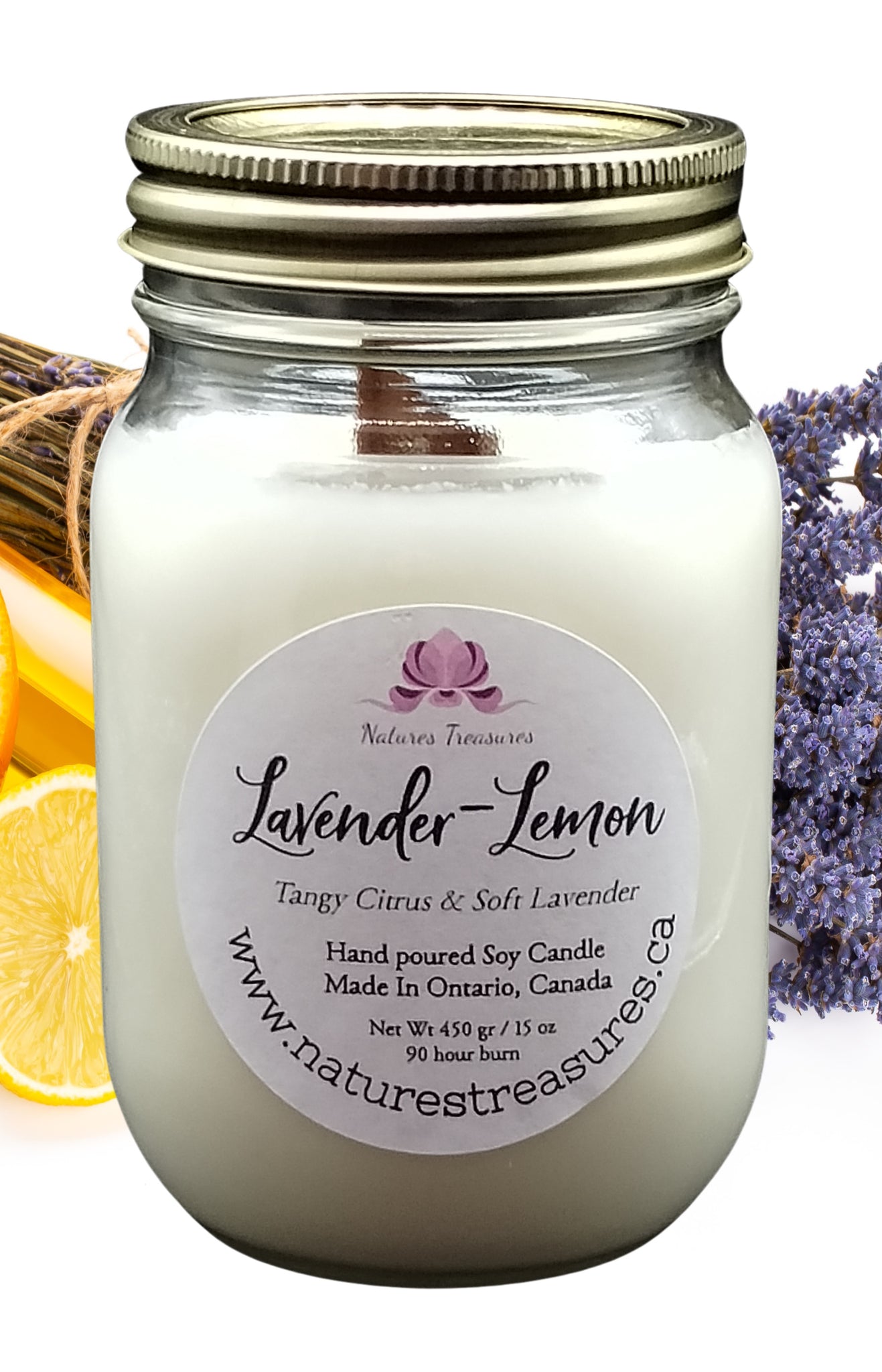 Lavender & Lemon Soy Wax Candle - Mason Jar 80+Hours